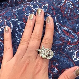 Moon and Star adjustable ring size 7